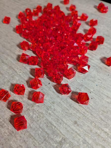 Acrylperlen Quadratisch Facettierte Rot